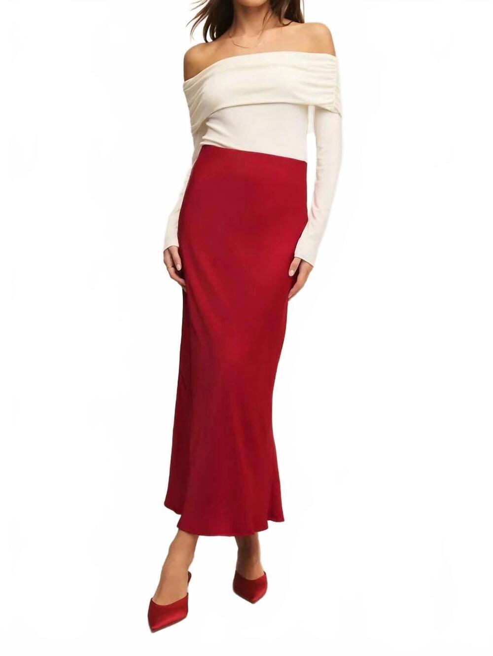 NEW Z SUPPLY europa poly sheen skirt in haute red